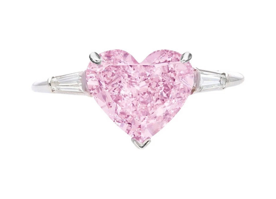 3.00CT Heart Cut Pink Tourmaline & White Moissanites 10K White GoldFN Women Ring