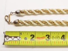 Casual Corner Rope Chain Necklace Earrings Set Gold Tone Faux Pearl VTG D2569