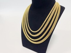 18K Yellow Gold Solid Bismark Chain Necklace 4.7mm 6mm 8mm Women Men 18″-24″