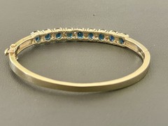 14k Yellow Gold 5.4CTW Sapphire and 0.60CTW Diamond Bangle Bracelet (F263)