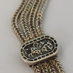 Vintage Silver Necklace Multi Chain Niello Station Layered 925 Ethnic Wide Old