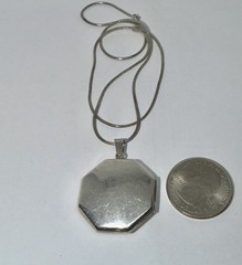 Antique Art Deco Octagon Shaped Sterling Locket Necklace 17”