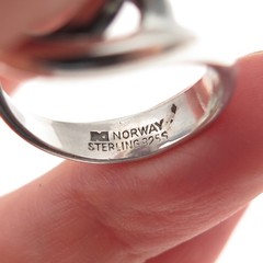 Anna Greta Eker 925S Sterling Vintage Norway Modernist Interlocked Ring Size 6.5