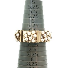Vintage Gold‑Tone Pearl & Rhinestone Bracelet – Hinged Link Design, Cluster Pear