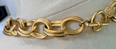 Signed Anne Klein Brushed Gold Tone Double Link Statement Choker Necklace