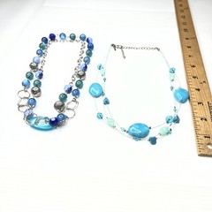 H7 Lot Blue Green Turquoise Aqua Resin Acrylic Lucite Silver Chains Lane Bryant