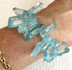 druzy quartz blue chunky bracelet 8.5 in