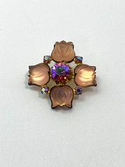 Mid‑Century Satin‑Frost Tulip Brooch Rare Boutique Floral AB Firestone Center