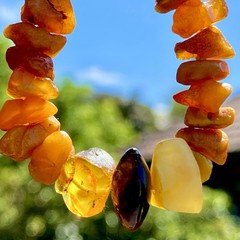 Vintage Baltic Amber Necklace 15.5” Choker Natural Raw Freeform Amber Beads