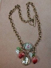 Artisan Repurposed Glass Charm Bracelet Or “15 Necklace Whimsical Steampunk