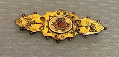 Victorian English 9CT Gold Ruby Diamond Brooch Birmingham 375 hallmarks 3.1g