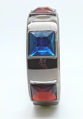 SQUARE MULTI FAUX STONE GUNMETAL TONE PLASTIC FASHION JEWELRY BANGLE BRACELETS