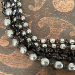 Vintage Miriam Haskell Baroque Pearl Turquoise Rhinestone Crystal Clasp Necklace
