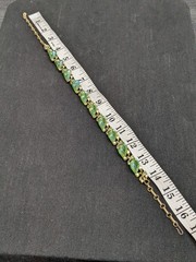 Vintage Lisner Green Necklace Iridescent Leaf Gold Tone AB Rhinestone Signed 16″