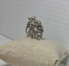 Vintage Sterling Silver Statement Textured Spike Ring Size 9 Adjustable