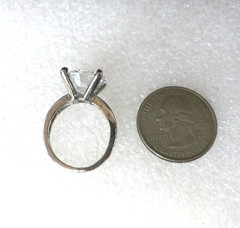 Vintage Silver Tone Statement Cocktail Ring Massive Prong Set Crystal Size 8.5
