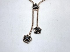 Vintage Set Necklace, Stud Earrings and Bracelet 925 Black Rose Ideal Gift