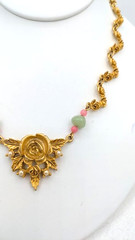 Vintage Floral Necklace Rose Centerpiece Agate Rose Quartz 16 Inch