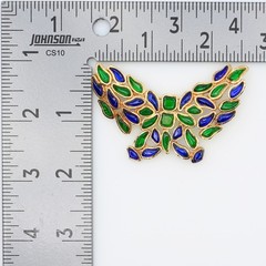 Vintage Hobe Blue Green Mosaic Plique A Jour Style Butterfly Brooch 1960s