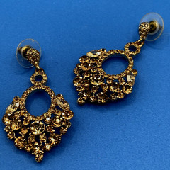 EARRINGS vintage large 1980s 1990s Evening Party Statement rhinestones goldtone