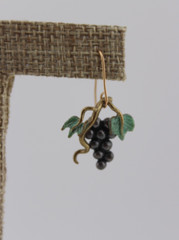 Vintage sterling silver and brass grape cluster vine earrings 1 1/8″ drop dangle