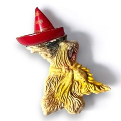 Scottie Dog Brooch Vintage Celluloid Red Sombrero Hat Novelty Figural Pin 1940s