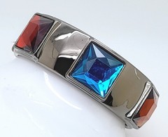 SQUARE MULTI FAUX STONE GUNMETAL TONE PLASTIC FASHION JEWELRY BANGLE BRACELETS