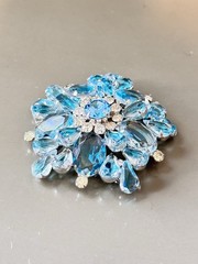 Vintage Verified JULIANA Clamper Bracelet Brooch Earrings Blue Givre Glass