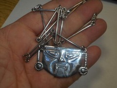 Face of Man Sticking His Tongue Unusual NECKLACE Signed ANDES Vintage Sterling