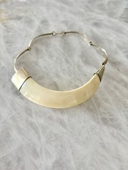 Vintage Mid-Century Natural Horn Necklace With Brass Fittings Circa 1960
