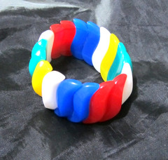 Vintage colorful elastic bracelet,small,red blue yellow green white