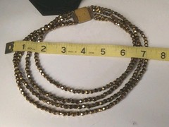Antique Gold Glass Crystal Diamond Cut Bead Necklace 4 Strand 1910 -1920 Rare