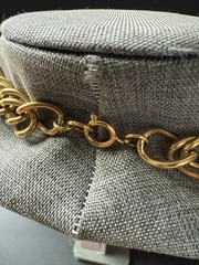 Vtg Goldtone Choker Necklace Cuban Link Chain Faux Pearls Classic Maximalist