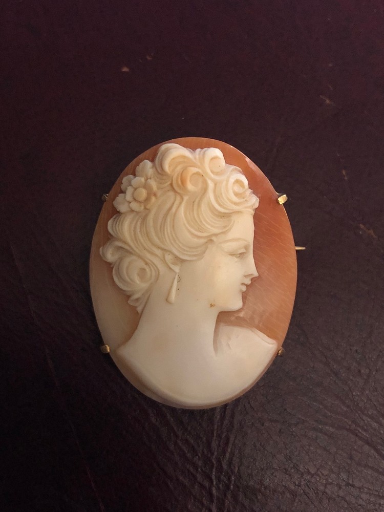 Antique 18K (750) Yellow Gold Cameo Brooch or Pin