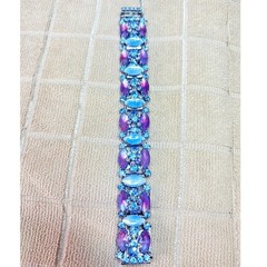 Mid‑Century Frosted Glass Parure in Icy Blues & Purples, 3‑Piece Vintage Set
