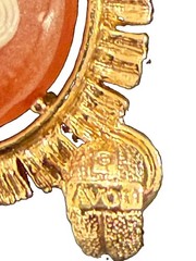 Vintage 70s Avon Cameo Pendant. Peach Cameo With Gold