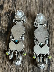 Vtg Ayala Bar Silver Tone Post Chandelier Drop Earrings 3″ Boho Artisan Israeli