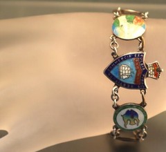 Sterling Enamel Bahamas Bracelet Vintage AMCO
