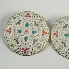 Vintage Large Round 90s to More Modern Enameled Lightweight Pierced Earrings
