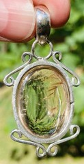 ****Sterling Silver RUTILATED Rutile QUARTZ Pendant Golden VINTAGE Hair****