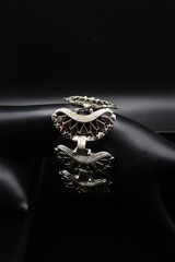 Vtg Mid Century Silver Tone Filigree Crescent Openwork Link Bracelet 8″ Long