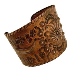 VINTAGE BELL TRADING POST PRE-1971 Solid Copper STAMPED WIDE CUFF Bracelet