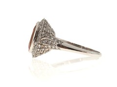 Estate Rare Orange 4.00ct Oval Orange Sapphire Diamond Filigree Platinum Ring