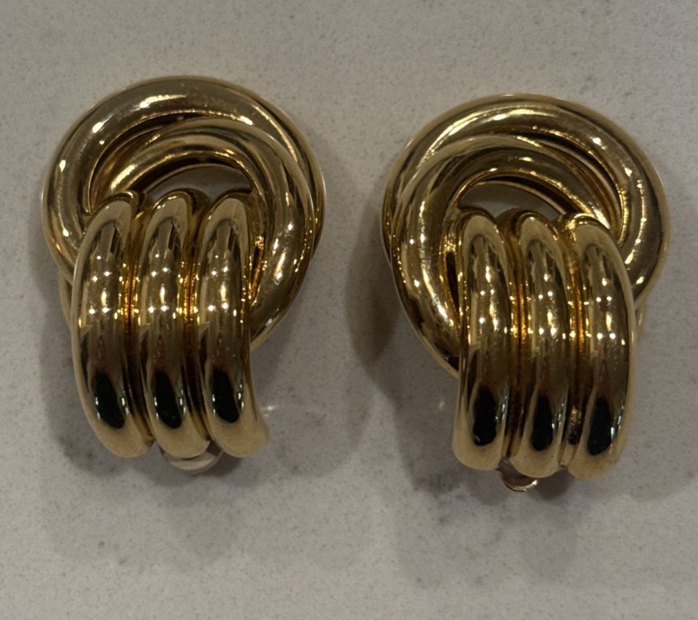 Vintage Givenchy Paris New York gold-tone Love Knot clip-on earrings