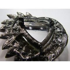 VTG Silver Tone Heart Rhinestone Brooch Boho Art Deco Cottagecore Whimsigoth