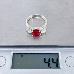 Sterling Silver 925 Simulated Ruby Cubic Zirconia Ring Size 6