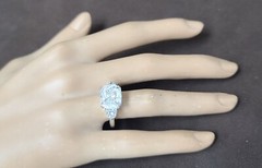 14k White Gold Engagement Ring 6.18ct Lab Grown Simulate Diamond Cushion Shape