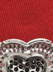 Vintage Signed LL 925 Sterling Onyx Clear Cubic Zirconia Pave Heart Pendant