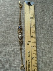 Goldette Vintage Charm Slide Bracelet Gold Tone Enameled 7 Inches Flower Star
