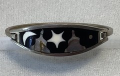Vintage Silver Tone Alpaca Mexico Enamel & Abalone Night Scene Cuff Bracelet